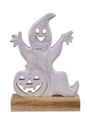 Ghost With Jack-O-Lantern - White/Natural