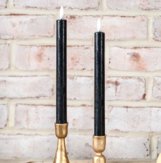 2 PC LED Taper Candle Set - Black