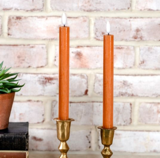 2 PC LED Taper Candle Set - Orange