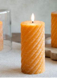 6" LED Twist Pillar Candle - Orange