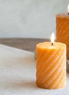 4" LED Twist Pillar Candle - Orange