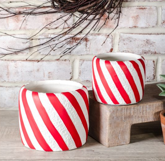 Candy Cane Stripe Planter - Multiple Sizes