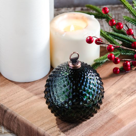3"D Diamond Ornament Jar - Green