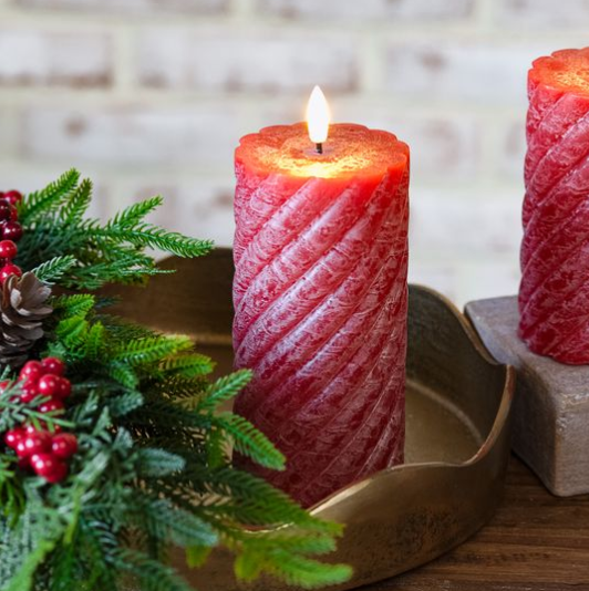 6" LED Twist Pillar Candle - Red