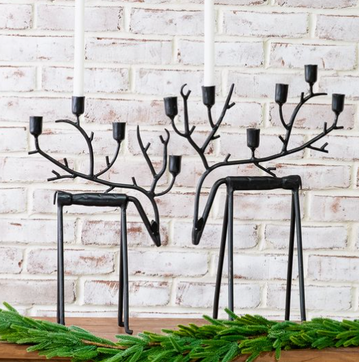 Iron Deer Taper Holder - Black - Multiple Sizes