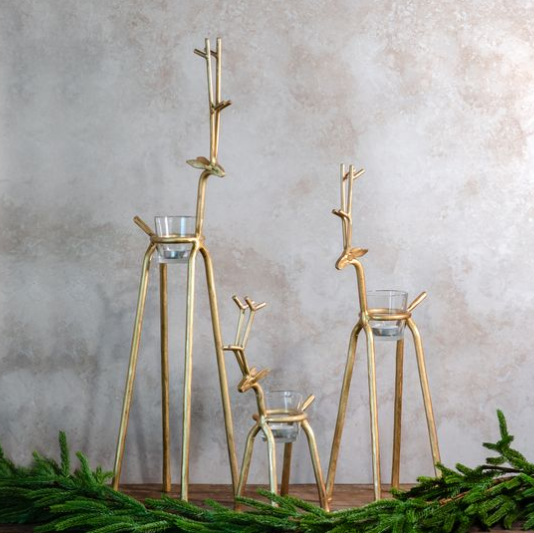 Tealight Holder Deer - Gold - Multiple Sizes
