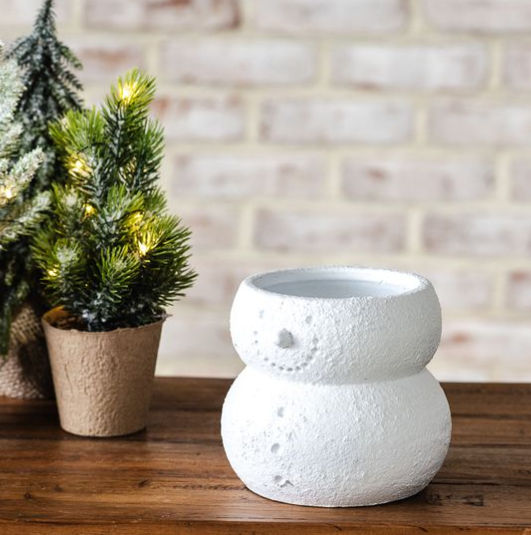 4.7" Cement Snowman Planter