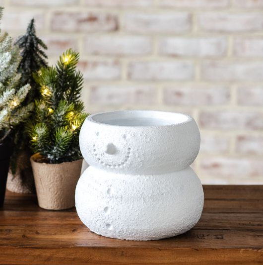 6" Cement Snowman Planter