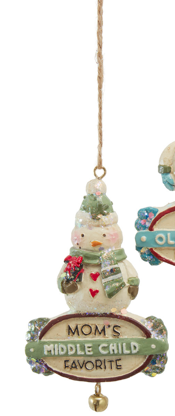 4" Resin Snow Town Snowman W/ Banner Ornament - Multiple Designs