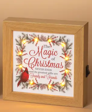 6.3"L B/O Lighted Wood Holiday Cardigan Design Block - Multiple Designs