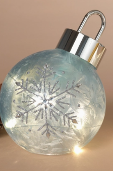 5.9"H B/O Lighted Snowflake Design Glass Ornament - Multiple Colors