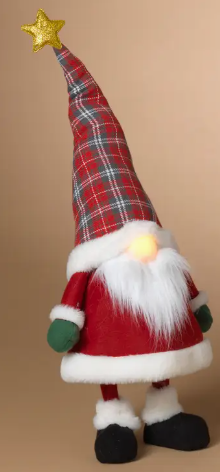 22.83"H B/O Lighted Bobbling Plush Holiday Gnome - Multiple Designs