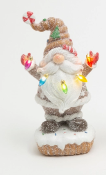 9.06"H B/O Resin Christmas Gingerbread Gnome Light - Multiple Designs