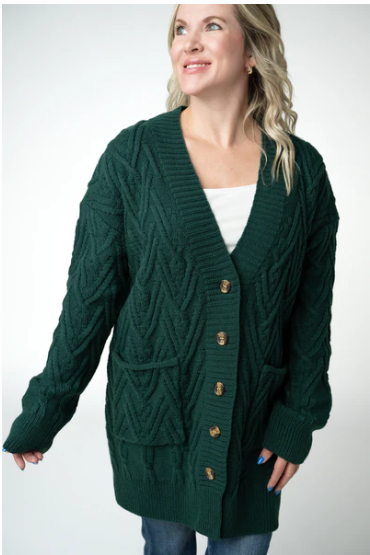Brooks Button Sweater Cardigan - Evergreen