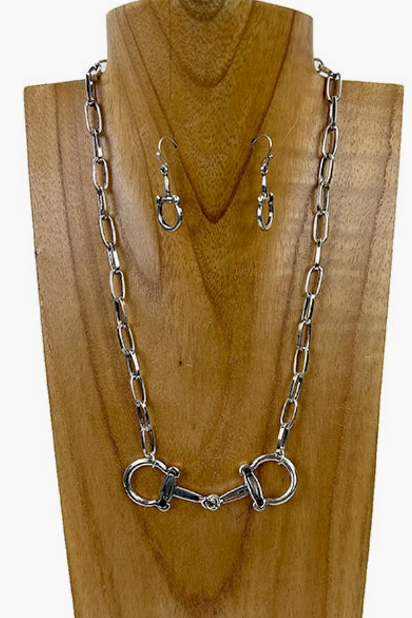 Chain Horse Bite Necklace/Earrings