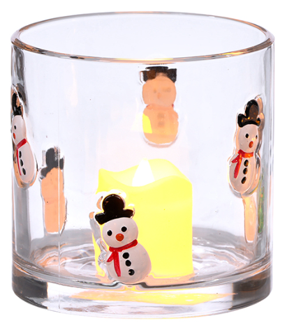 Glass Holiday Embossed Candle Holder - Multiple Designs