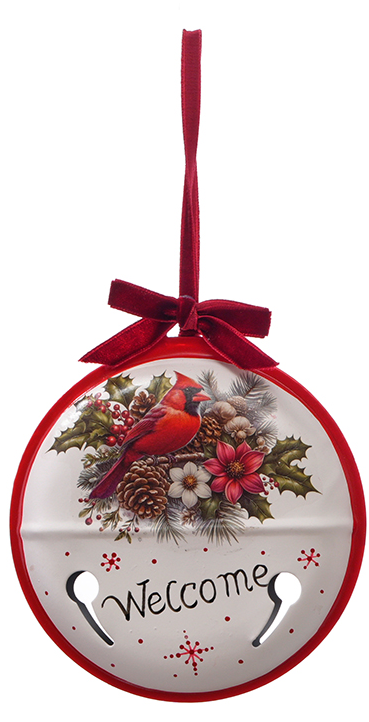 Metal Flat Bell Cardinal Ornament - Multiple Designs