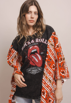 Rock On Graphic Poncho Top