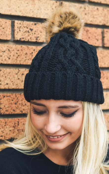 Winter Bliss Fur Pom Beanie-Multiple Colors