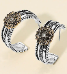 Wildflower Floral Hoop Earrings
