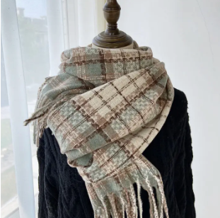 Classic Plaid Tassel Wrap Scarf