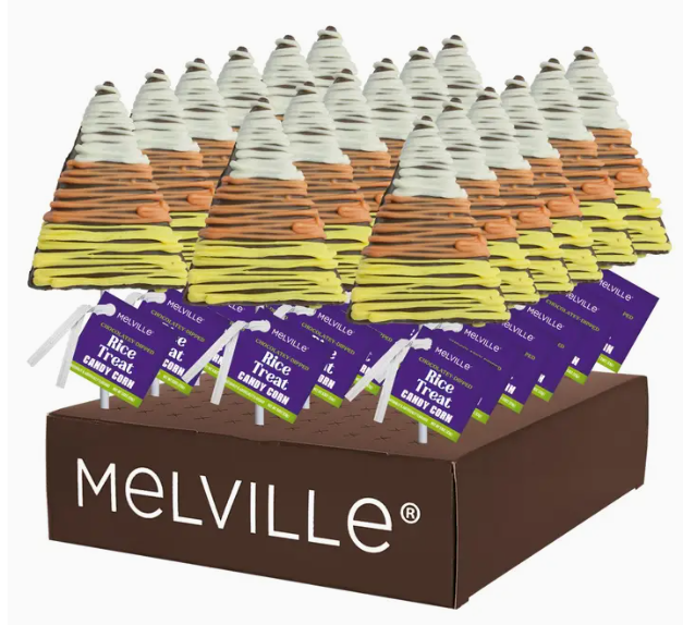 Candy Corn Drizzle Rice Treat Pops