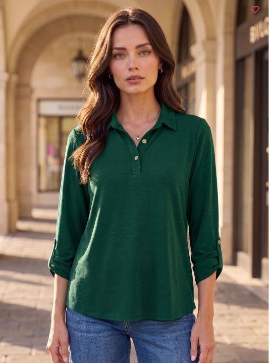 Polished & Easy Henley Top-Multiple Colors