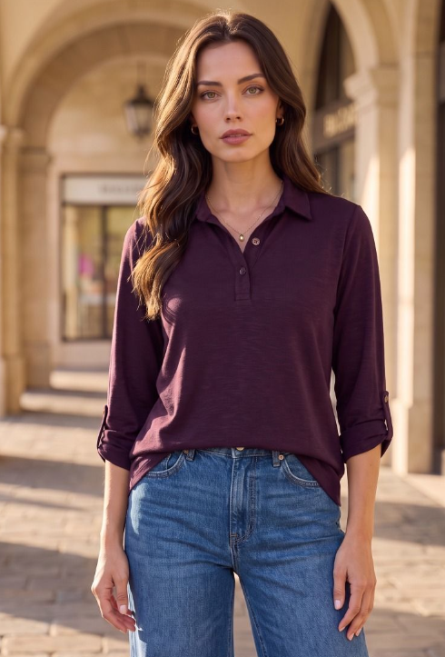 Polished & Easy Henley Top-Multiple Colors