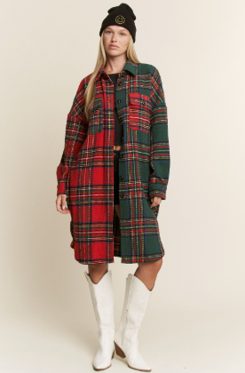 Plaid About You Longline Jacket