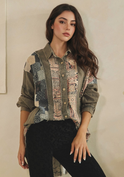 Patchwork Personality Long Sleeve Top