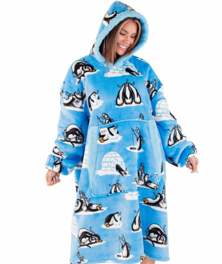 Out Cold Penguin Blanket Hoodie