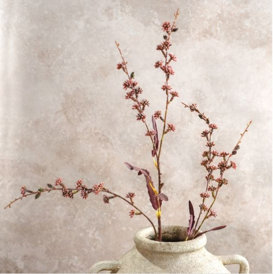 34" Red Wild Flower Branch