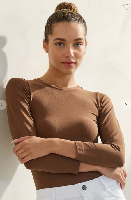Seamless Long Sleeve Top in Coffee