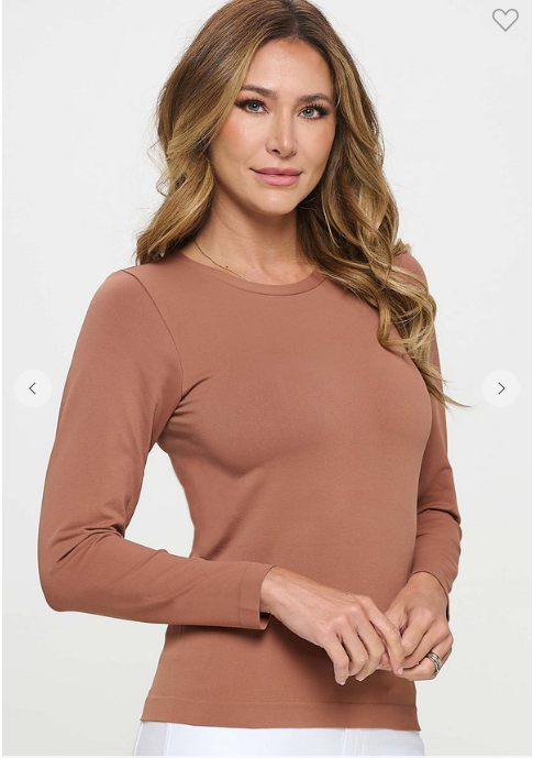 Seamless Long Sleeve Top in Mocha