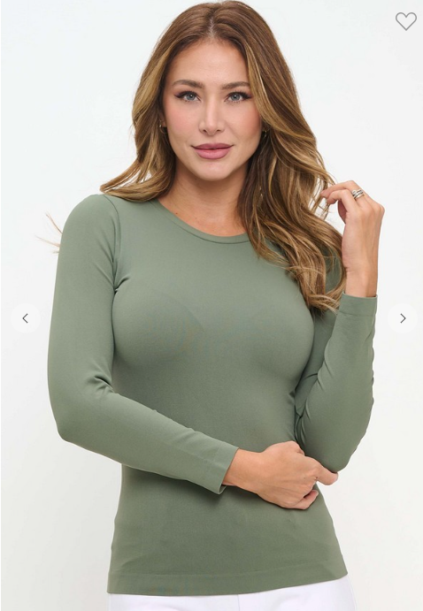 Seamless Long Sleeve Top in Smokey Olive