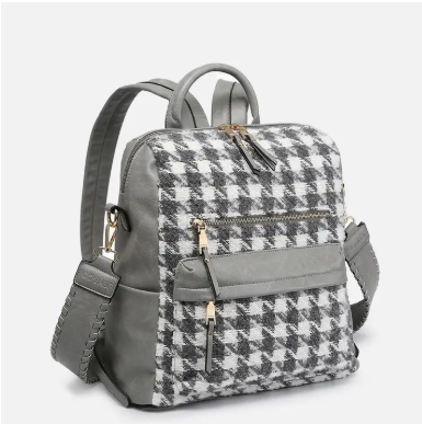 Amelia Houndstooth Backpack W/Strap