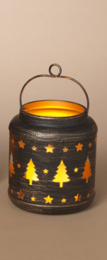 5.31"H B/O Lighted Metal Holiday Lantern W/ LED Candle - Multiple Designs