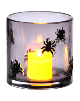 Glass Embossed Halloween Candle Holder - Multiple Designs