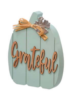 Wood Pumpkin With Raised Words Decor - Multiple Designs