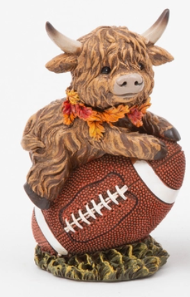 Resin Harvest Highland Cow On Football