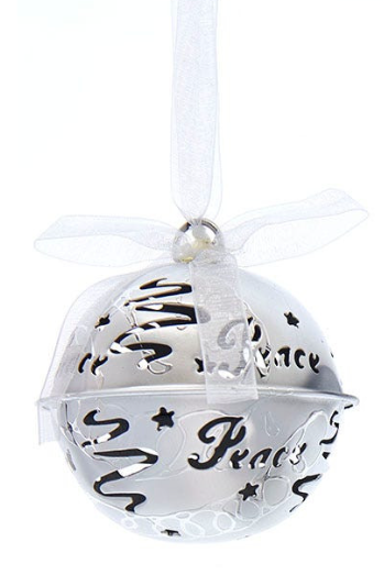 Silver Metal Ball Ornament in Peace