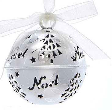 Silver Metal Ball Ornament in Noel