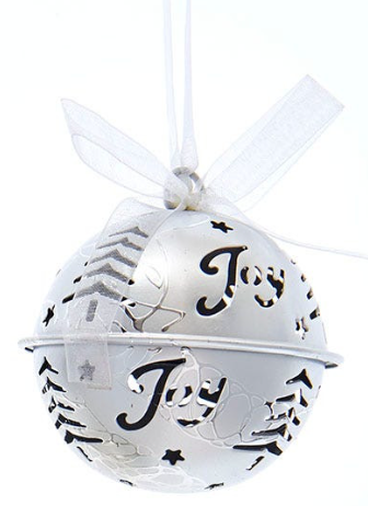 Silver Metal Ball Ornament in Joy