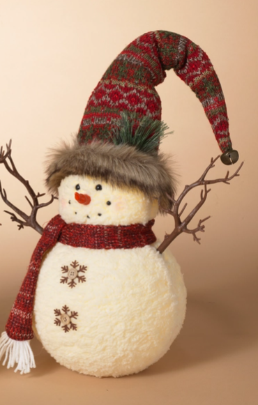 13.7"H B/O Plush Christmas Snowman Light