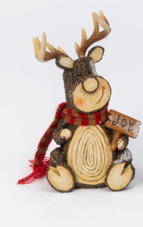 6"L Resin Holiday Sitting Deer W/ Fabric Scarf - Multiple Designs