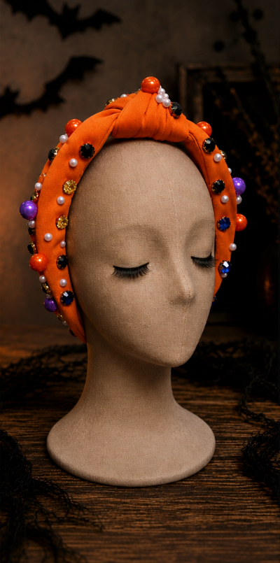 Spooky Sparkle Headband in Orange
