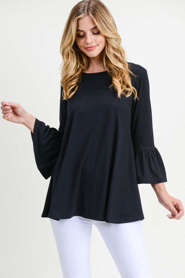 3/4 Bell Sleeve Top - Multiple Colors