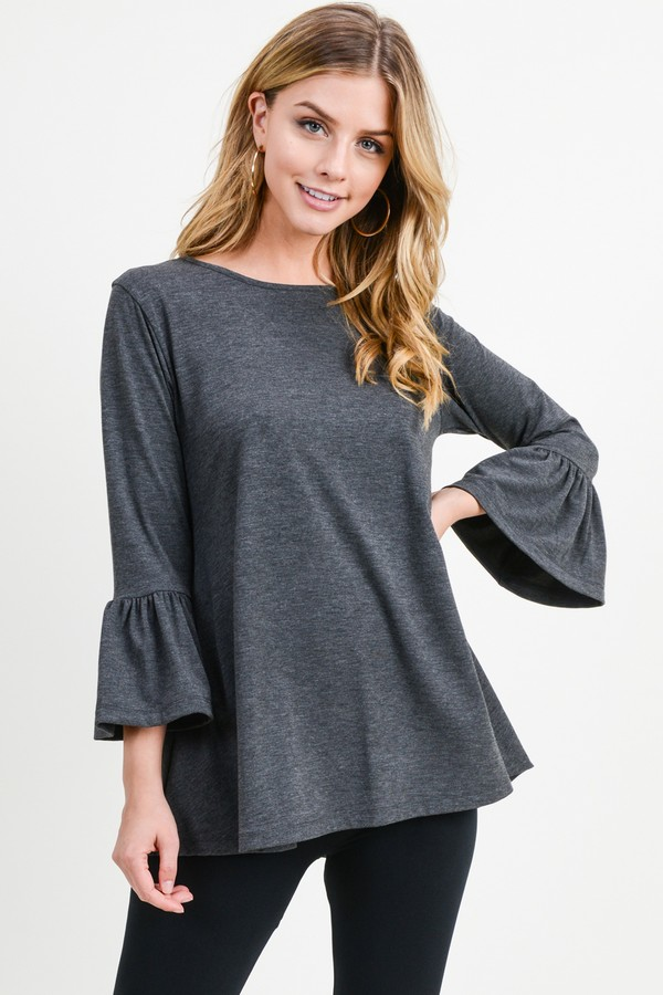 3/4 Bell Sleeve Top - Multiple Colors