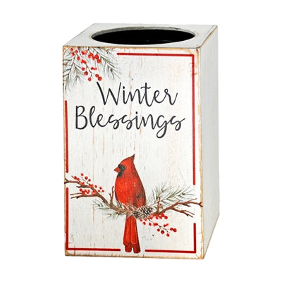 Winter Blessings Cardinal Candle Holder