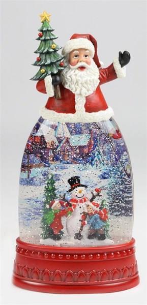 12.8"H Santa with Snowman Snow Globe